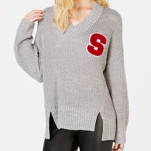 Ultra Flirt Juniors' Letter-Patch Varsity Sweater